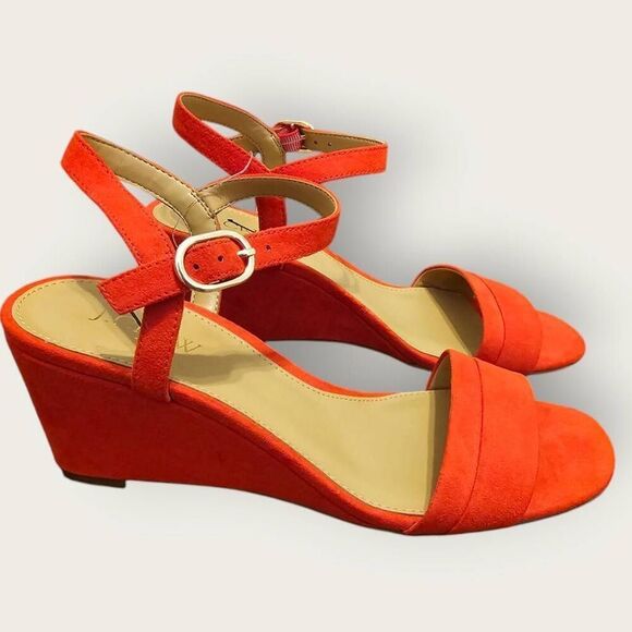 Stylish Red J.Crew Wedge Sandals SZ 8.5 - Picture 2 of 6